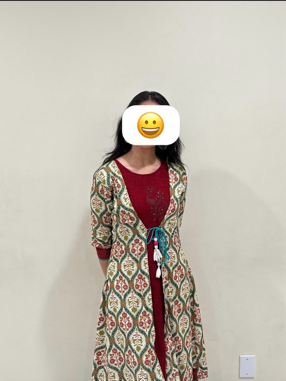 Indian Traditional 2-Piece Kurta Set with Printed Jacket